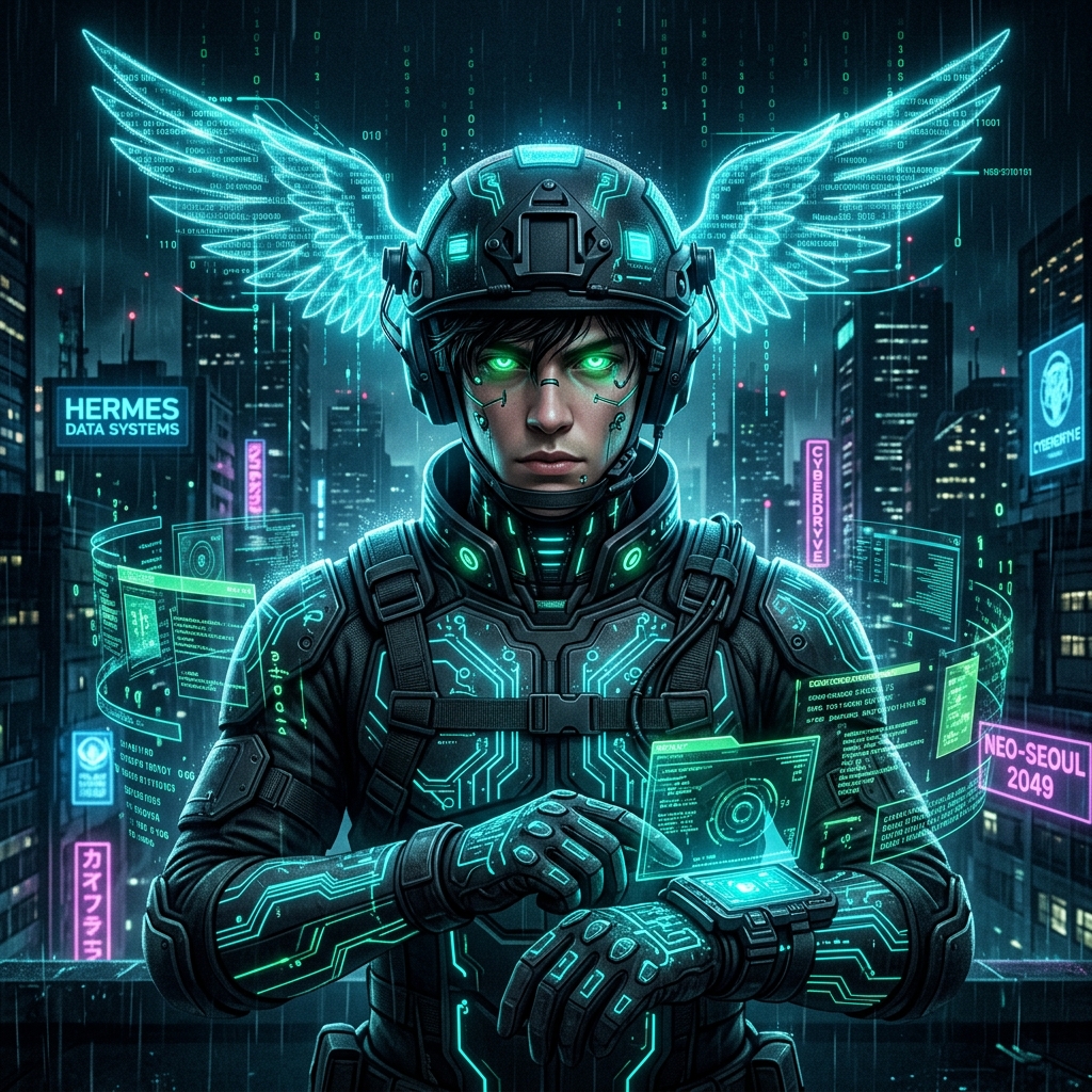 Hermes AI Agent — cyberpunk messenger